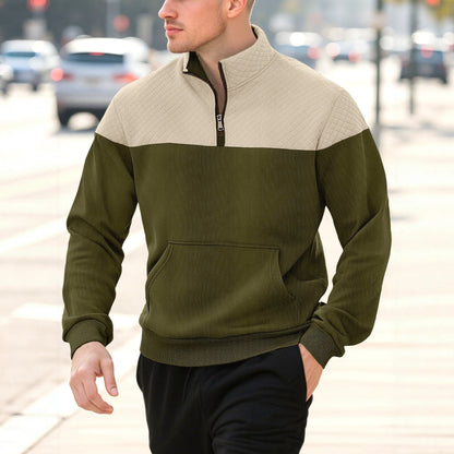 Zipper long sleeved polo shirt for men