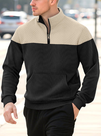 Zipper long sleeved polo shirt for men