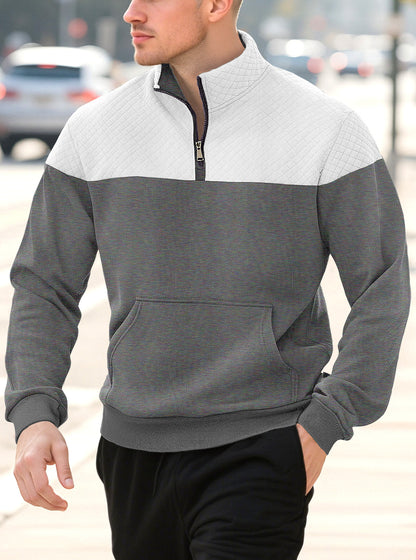 Zipper long sleeved polo shirt for men