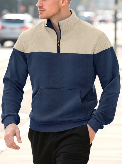 Zipper long sleeved polo shirt for men
