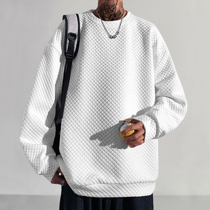 Round neck pullover loose long sleeved top for men