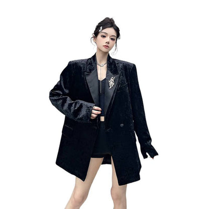 Black velvet suit for women