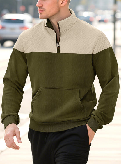Zipper long sleeved polo shirt for men